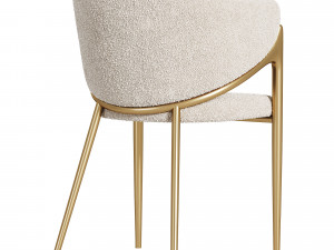 Orange Golden Stainless Steel Restaurant Chairs 3D Model