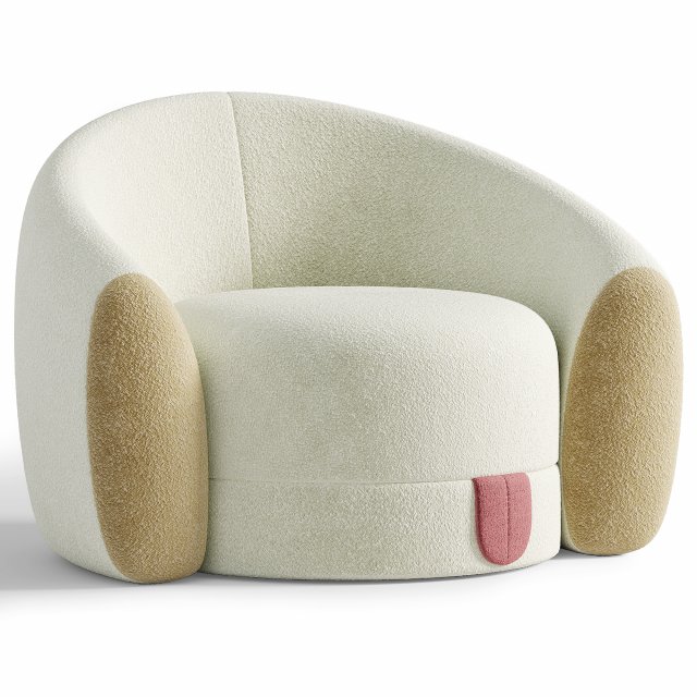 Plush Nordic Style Bedroom Hotel Apartment Chair 3D Модель .c4d .max .obj .3ds .fbx .stl .blend 