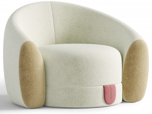 Plush Nordic Style Bedroom Hotel Apartment Chair 3D Model