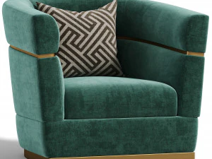 Temptation High Performance Luxury Velvet Armchair MINT GREEN 3D Model