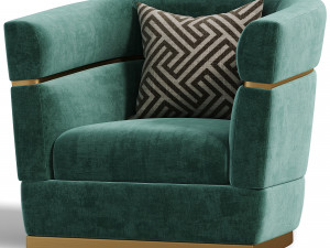 Temptation High Performance Luxury Velvet Armchair MINT GREEN 3D Модель