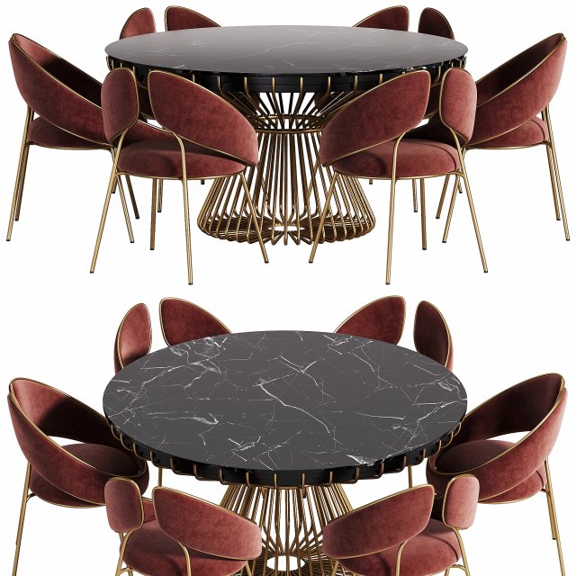 Tesla dining table by alma de luce 3D-Modell .c4d .max .obj .3ds .fbx .stl .blend 