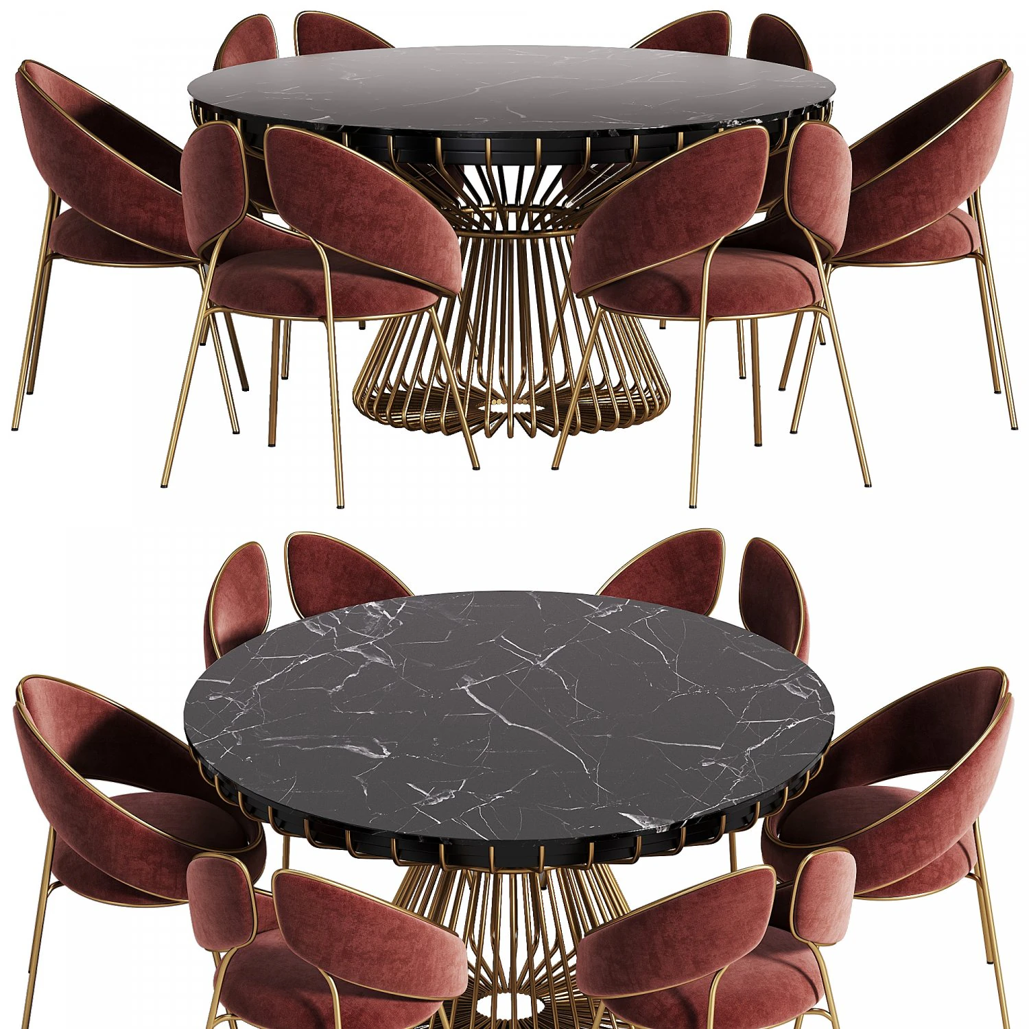 Tesla dining table by alma de luce 3D Model .c4d .max .obj .3ds .fbx .stl .blend 
