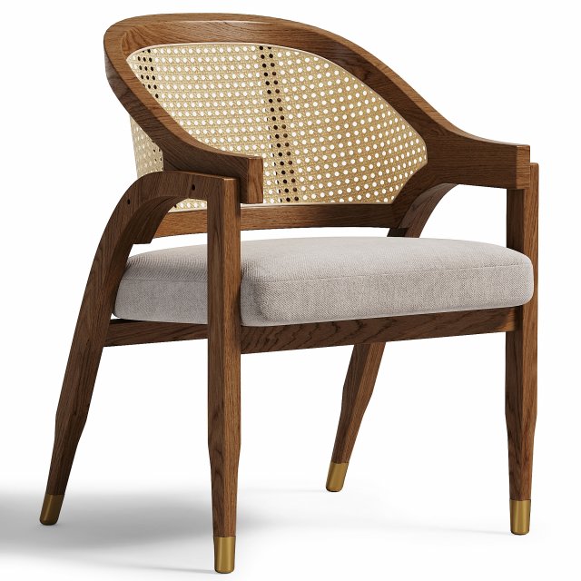 Vintage Dining Chair Ash Wood Rattan 3D मॉडल .c4d .max .obj .3ds .fbx .stl .blend 