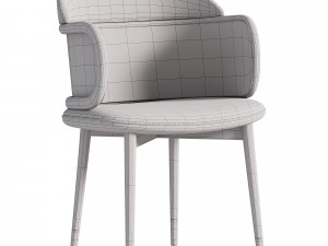 WR 1309 Leather Dining Chair With Arc-shape Rattan Arm 3D Model
