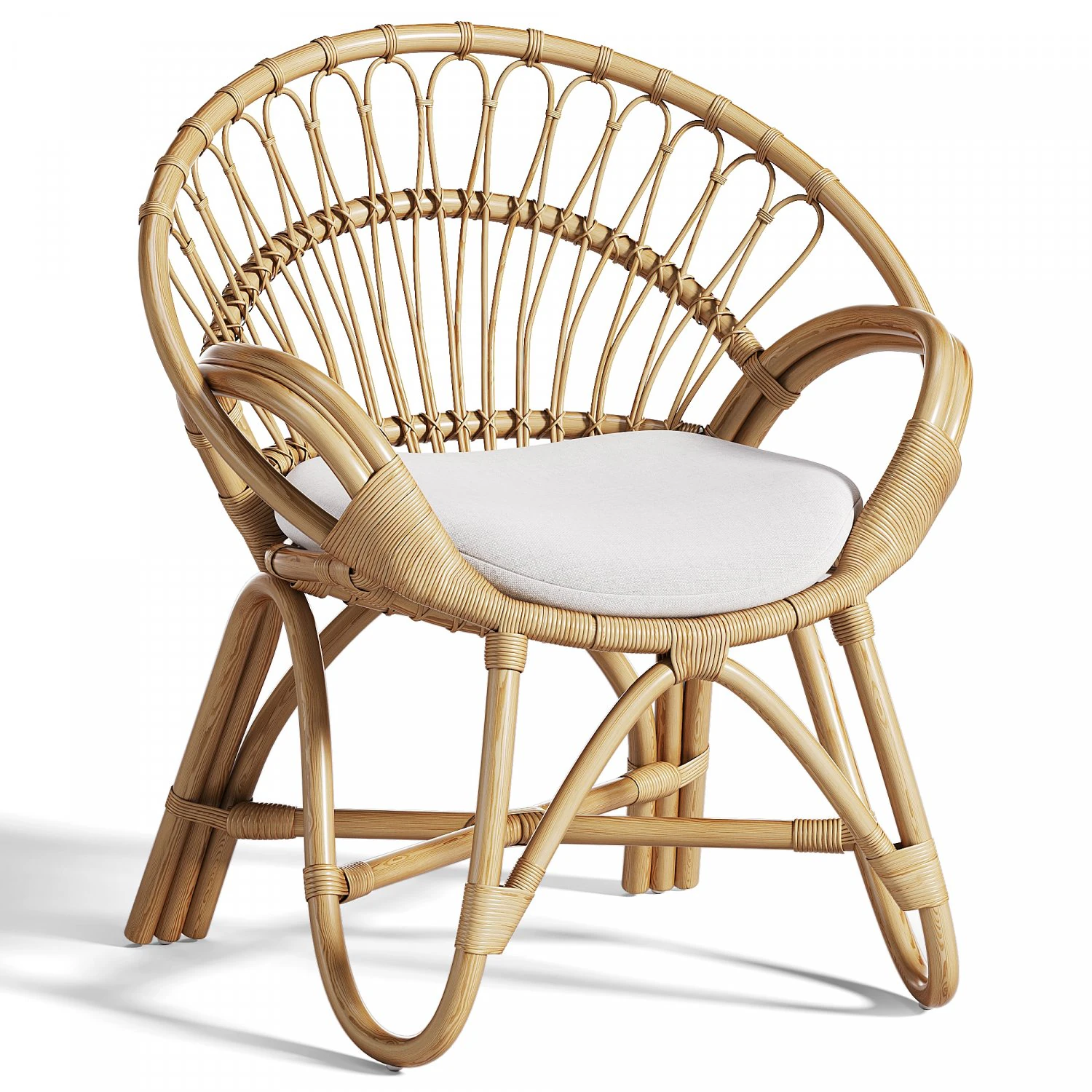 Round Rattan Loop Armchair 3D Model .c4d .max .obj .3ds .fbx .stl .blend 