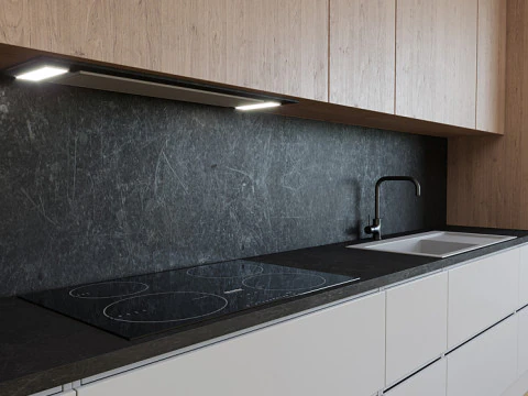 KitchenModernWhiteandWood 3D Model