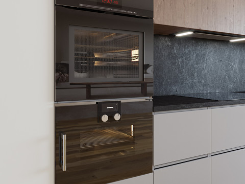 KitchenModernWhiteandWood Model 3D