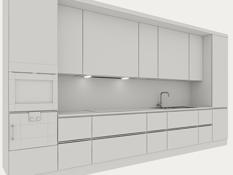 KitchenModernWhiteandWood Model 3D