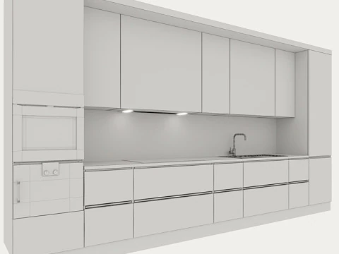 KitchenModernWhiteandWood 3D Model