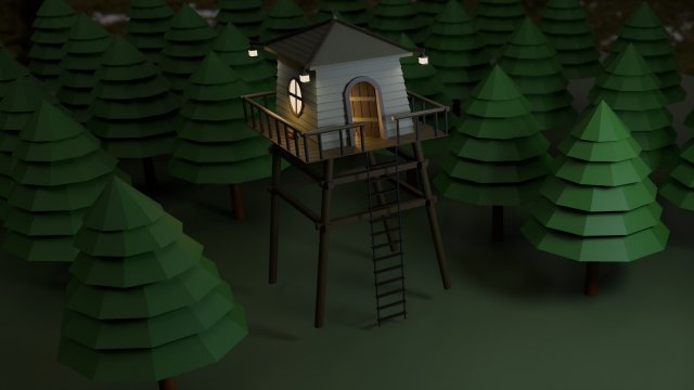 Low poly watchtower 3D Model .c4d .max .obj .3ds .fbx .stl .blend 