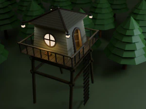 Torre di guardia in poli basso Modello 3D
