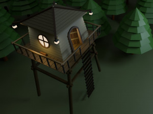 Low poly watchtower 3D Model
