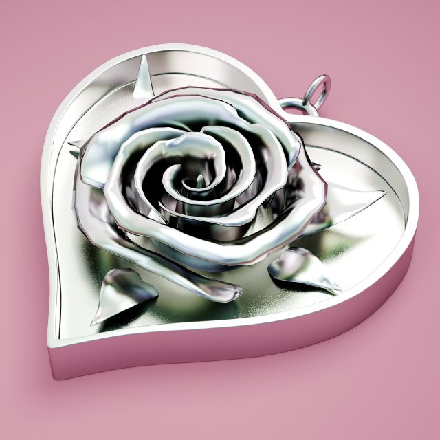 Necklace Rose Heartbeat 3D Print Model .c4d .max .obj .3ds .fbx .stl .blend 