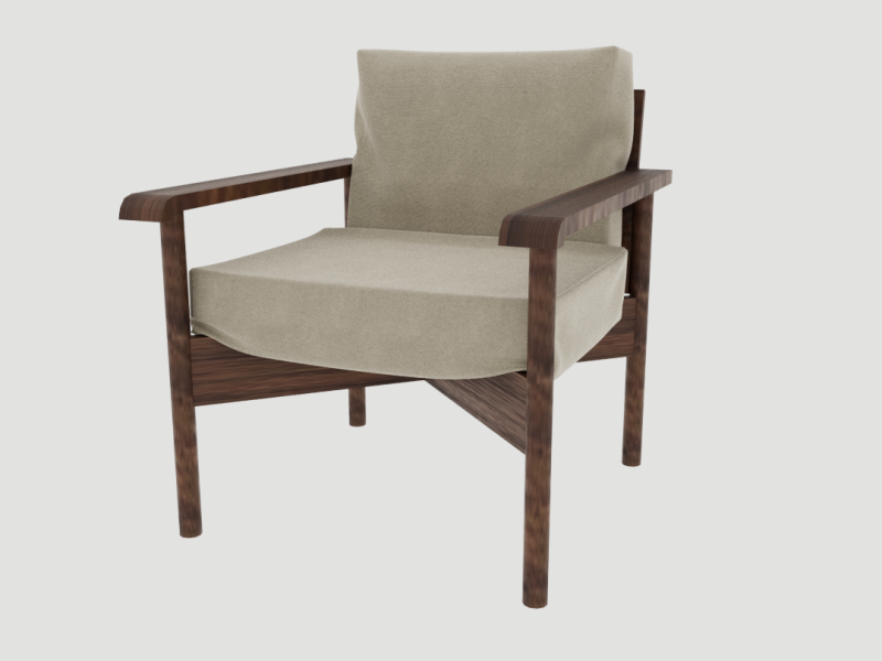 Wooden Armchair 3D 모델 .c4d .max .obj .3ds .fbx .stl .blend 