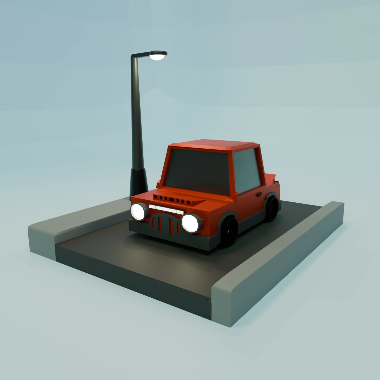Desenho animado cl&aacute;ssico de carro vermelho GRATUITO Modelo 3D .c4d .max .obj .3ds .fbx .stl .blend 