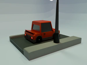 Desenho animado cl&aacute;ssico de carro vermelho GRATUITO Modelo 3D