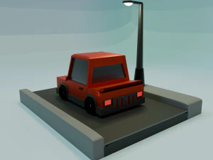 Desenho animado cl&aacute;ssico de carro vermelho GRATUITO Modelo 3D