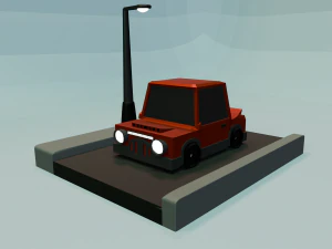 Desenho animado cl&aacute;ssico de carro vermelho GRATUITO Modelo 3D
