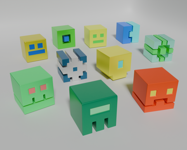 Icon Kit 1 Geometry Dash First 10 Cubes Modèle 3D .c4d .max .obj .3ds .fbx .stl .blend 