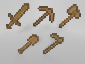 Набір дерев'яних інструментів Minecraft N1 3D Модель