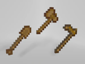 Pack N1 Minecraft Wood Tools 3D Model