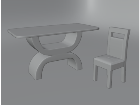 FREE modern dining room furniture 3D 모델
