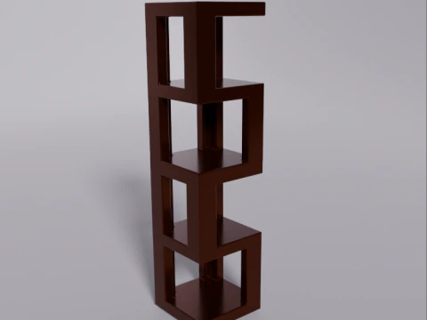 FREE Modern wooden shelf 3D Model