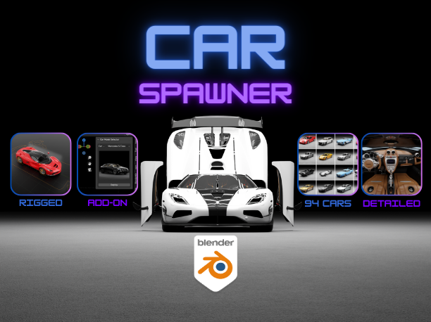 HQ Car Spawner add-on for Blender - 104 Cars 3D Модель .c4d .max .obj .3ds .fbx .stl .blend 