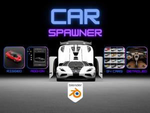 HQ Car Spawner add-on for Blender - 104 Cars 3D Model