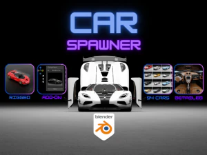 ब्लेंडर के लिए मुख्यालय कार स्पॉनर ऐड-ऑन - 104 कारें 3D मॉडल