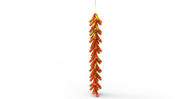 New Year Firecracker 3D Model .c4d .max .obj .3ds .fbx .stl .blend 