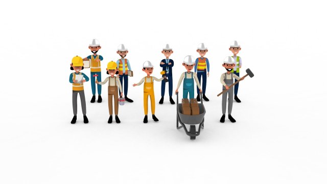 Construction Workers Collection 2 3D Model .c4d .max .obj .3ds .fbx .stl .blend 
