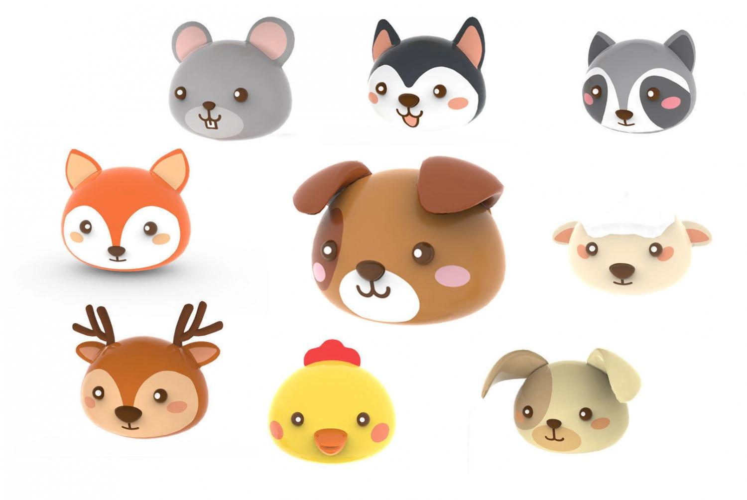 Animal Head Cartoon 3D 3D Model .c4d .max .obj .3ds .fbx .stl .blend 