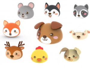 동물 머리 만화 3D 3D 모델