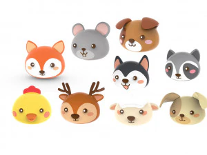 Animal Head Cartoon 3D 3D Model