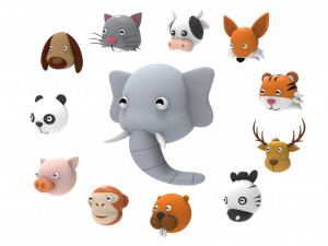 Animal Head 1 Cartoon 3D Modelo 3D
