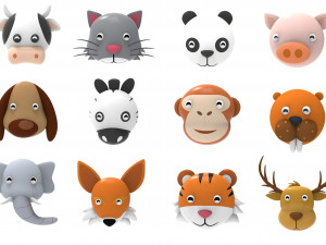 Animal Head 1 Cartoon 3D Modelo 3D