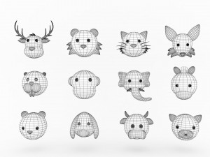 Animal Head 1 Cartoon 3D Modelo 3D