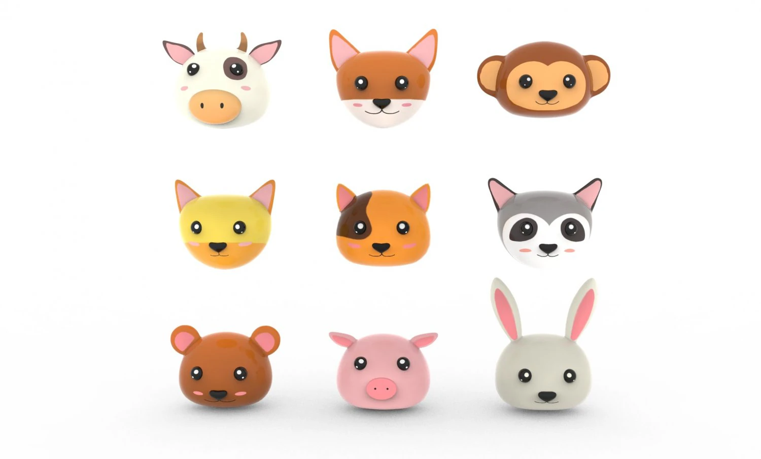 Animal Head 02 Cartoon 3D Model .c4d .max .obj .3ds .fbx .stl .blend
