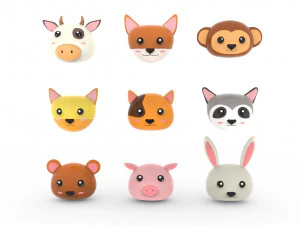 Testa di animale 02 cartone animato Modello 3D