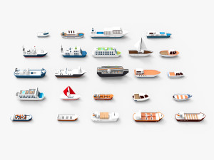 Ships collection paper boat icons 3d 3D Model