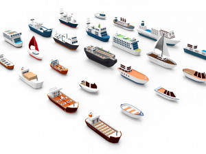 Ships collection paper boat icons 3d 3D Model