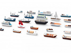 Ships collection paper boat icons 3d 3D Model
