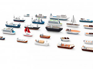 Ships collection paper boat icons 3d 3D Model