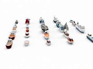 Ships collection paper boat icons 3d 3D Model