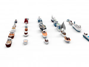 Ships collection paper boat icons 3d 3D Model