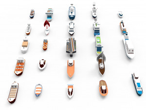 Ships collection paper boat icons 3d 3D Model
