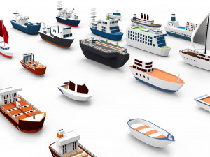 Ships collection paper boat icons 3d 3D Model