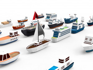 Ships collection paper boat icons 3d 3D Model